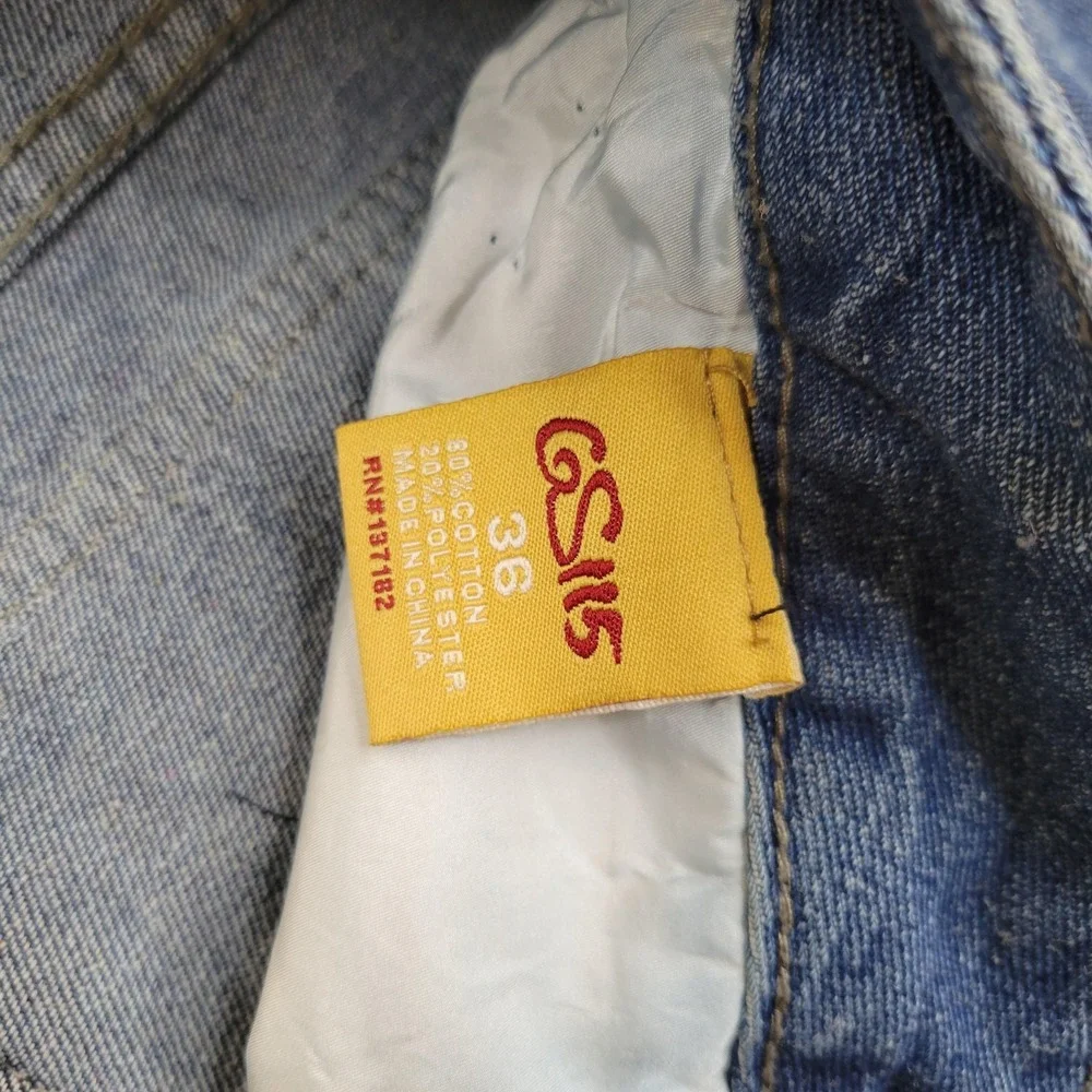 GS115 Jeans Mens 36 Distressed Straight‎ Leg Denim Pants Baggy Faded Vintage